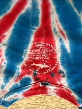 Tie-Dye Red & Blue Graphic Tee with White Detail DOGFISH BEER